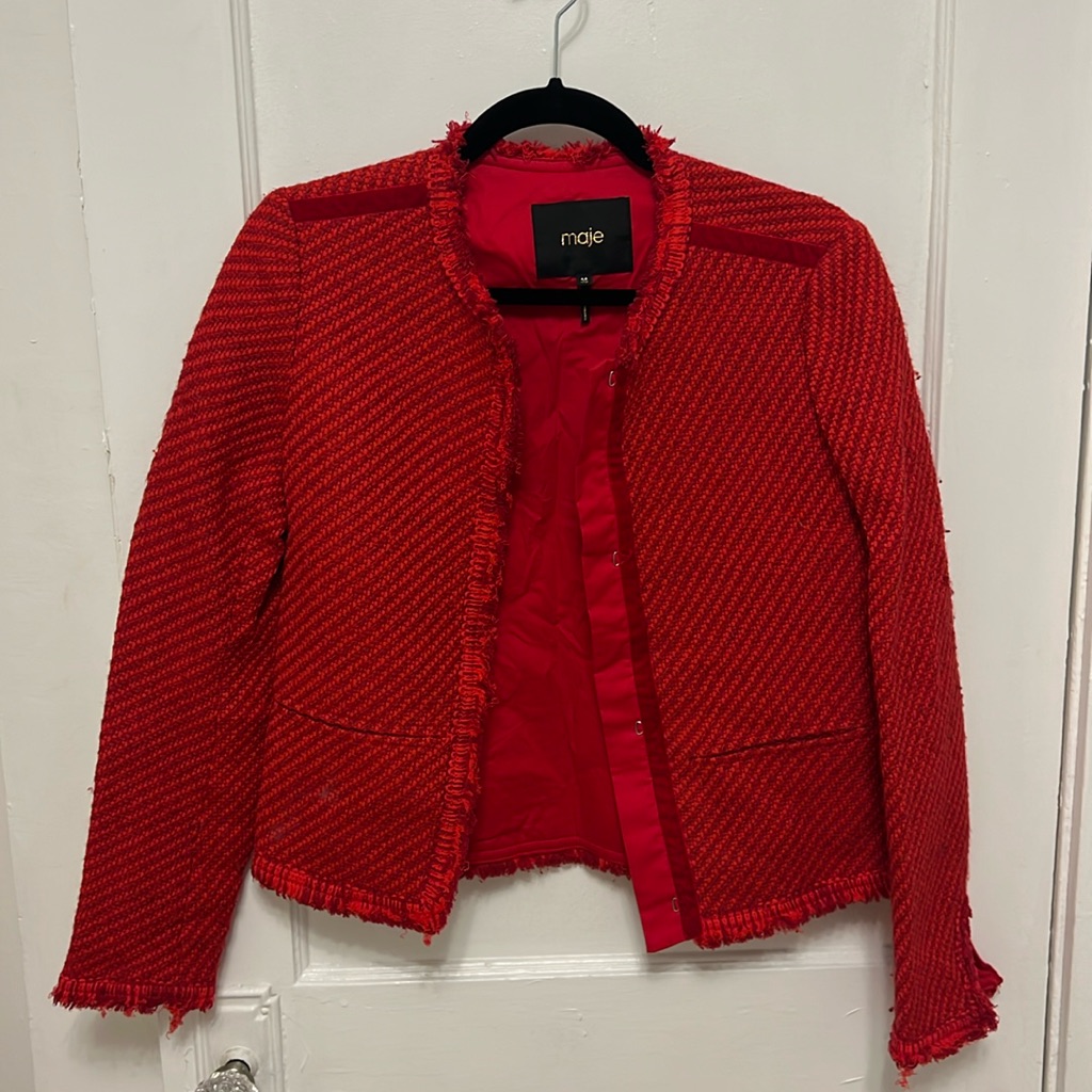 Maje Red Tweed Blazer